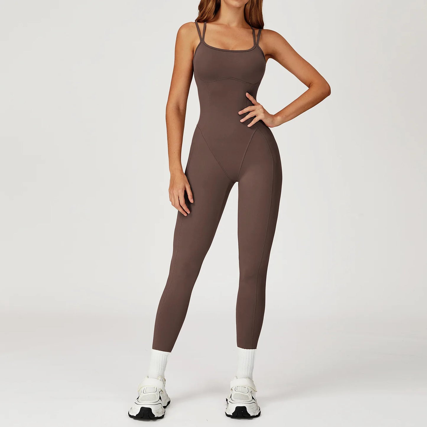 Women's Cross-Back Backless Fitness Jumpsuit