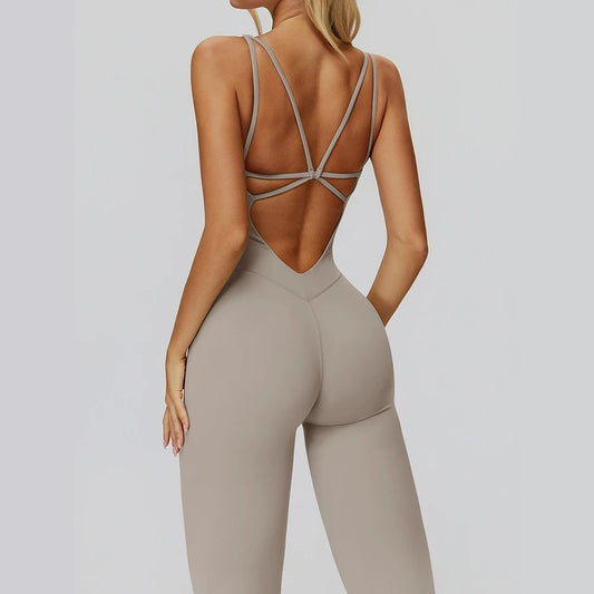 Women's Sleeveless Push-Up One-Piece Fitness Tracksuit