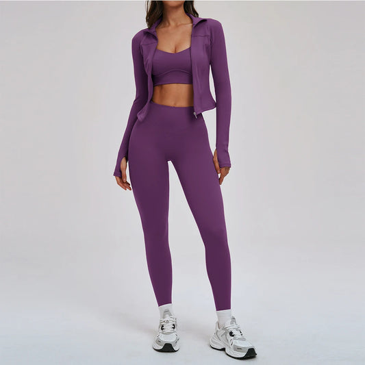 Women's 2-3 Piece Long Sleeve Yoga & Gym Set